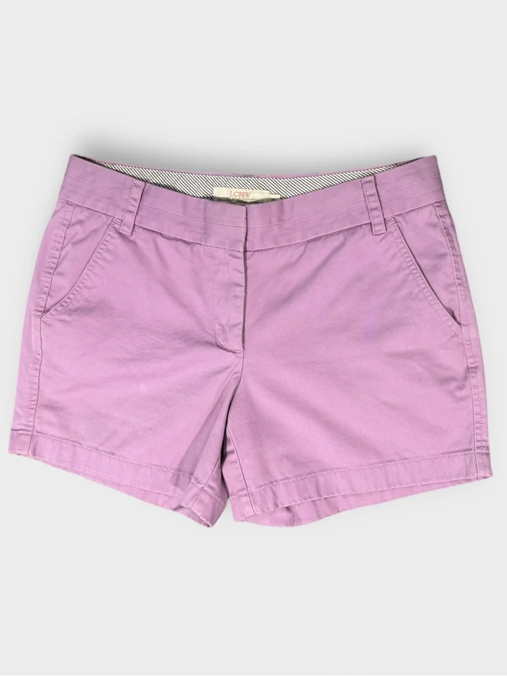 J. Crew Lilac Pink ‘City Fit’ Chino Shorts size 8 Medium 4” Preppy Girlie